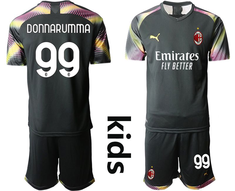 Youth 2020-2021 club AC Milan black goalkeeper #99 Soccer Jerseys